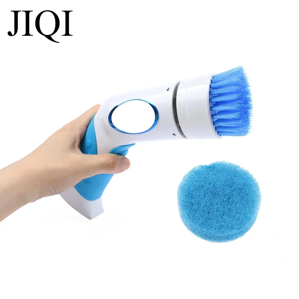 JIQI Hand Held Electric Dishwasher Mini Dishes Washing Machine Kitchen Bowl Cleaning dishwashing Bath Cleaner Replaceable Brush