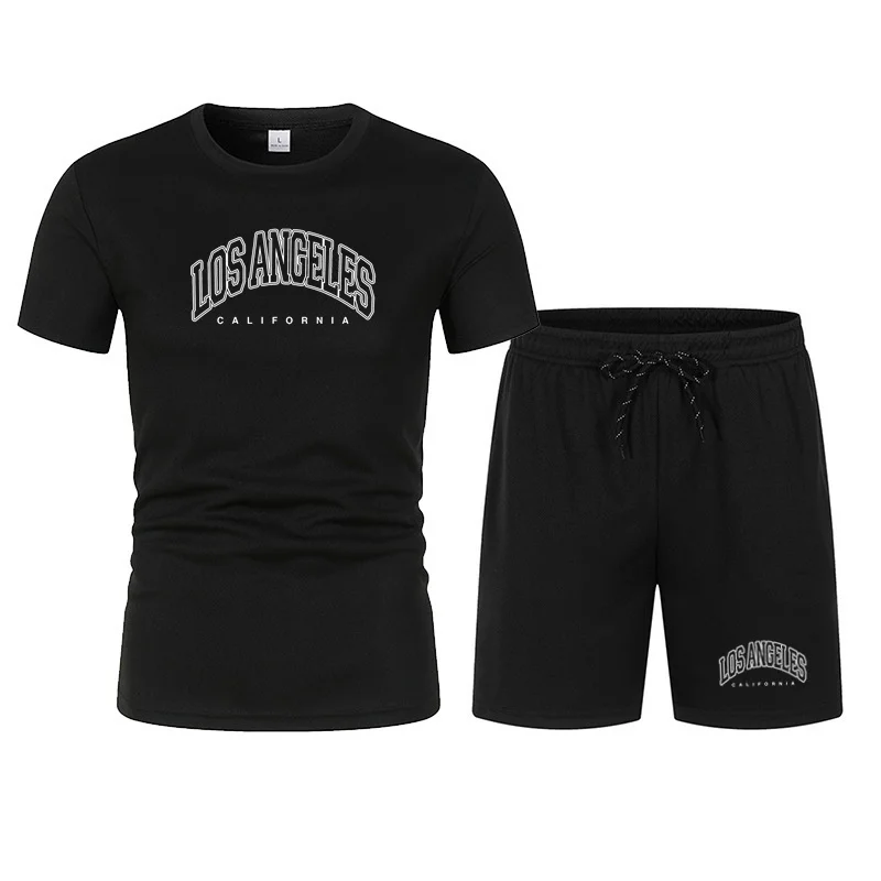 

2026 Men's City Printed Summer T-shirt Shorts Breathable Sportswear Set, Casual Fashion Short Sleeve T-shirt Set.