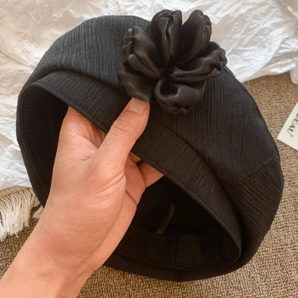 

Brimless Cap French Style Flower Beret Thin Versatile Painter Hat Retro Literary Artist Cap Autumn