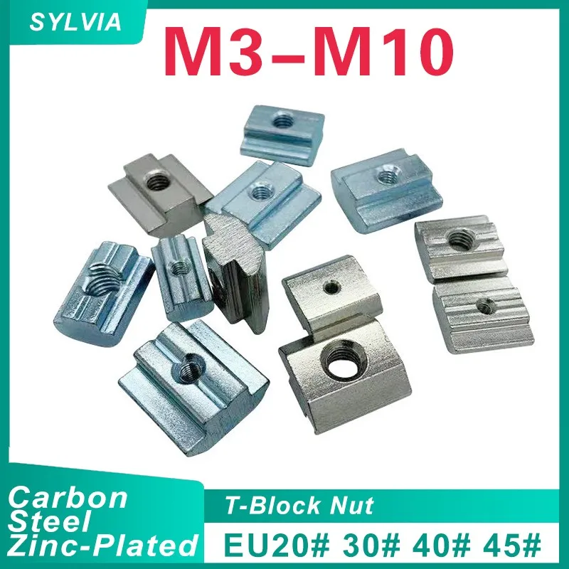 

EU20# 30# 40# 45# M3 M4 M5 M6 M8 M10 T Block Square nuts T-Track Sliding Hammer Nut for Fastener Aluminum Profile