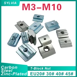 EU20# 30# 40# 45# M3 M4 M5 M6 M8 M10 T Block Square nuts T-Track Sliding Hammer Nut for Fastener Aluminum Profile