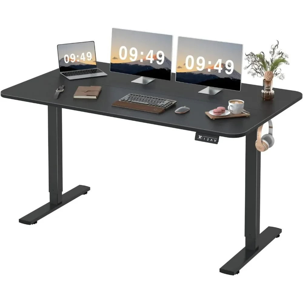 Desk, Electric Height Adjustable Standing Desk Large Sit Stand Up Desk Home Office Memory Preset with T-Shaped Metal Bracket