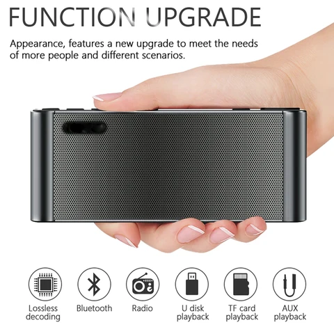 Alto-falante Bluetooth Sem Fio Portátil, Super Bass, Alto-falantes Duplos, Soundbar com Microfone, TF, Rádio FM, Caixa de Som USB, Presente, HIFI