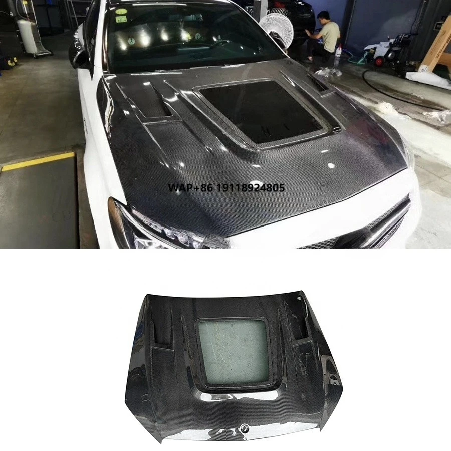 

Carbon Fiber Front Transparent Engine Hood for C Class W205 C63 2015-2018 Front Engine Hood Bonnet Cover Bodykit