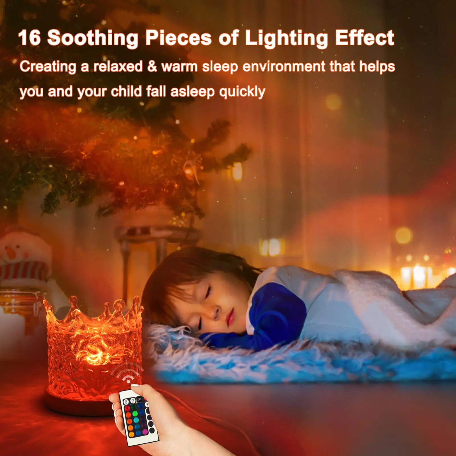 Crown Northern Lights Ocean Wave Projector Crown Light, 16 Colors Gradual Rotating Water Ripple Lamp, Wave Night Light with Remo