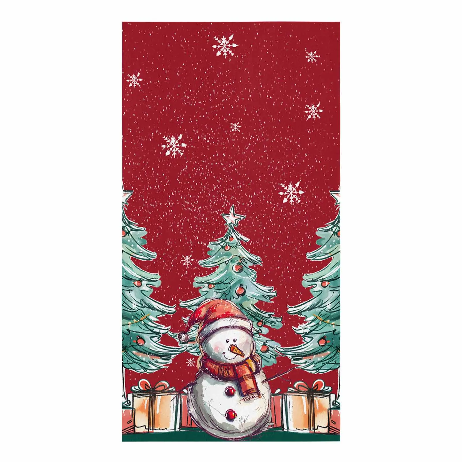 Christmas Tree Gift Snowflake Snowman Printed Tea Hand Towel Kitchen Dishcloth Water Absorption Household Cleaning Cloth