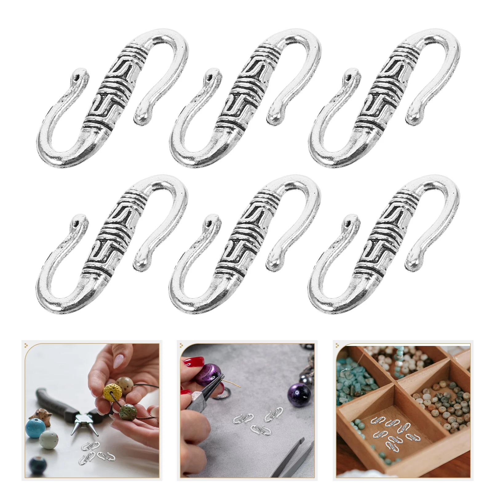 

20 Pcs Charms for Jewelry Making Tibetan Silver Accessories Buckle Sterling Bracelet Clasp Alloy