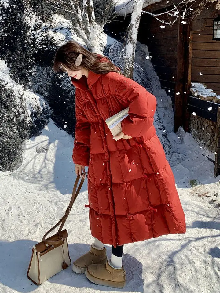 冬用ユーロ新作レディースダウンジャケット通勤用フード付きスプライシングハイストリート暖かいダウンジャケット