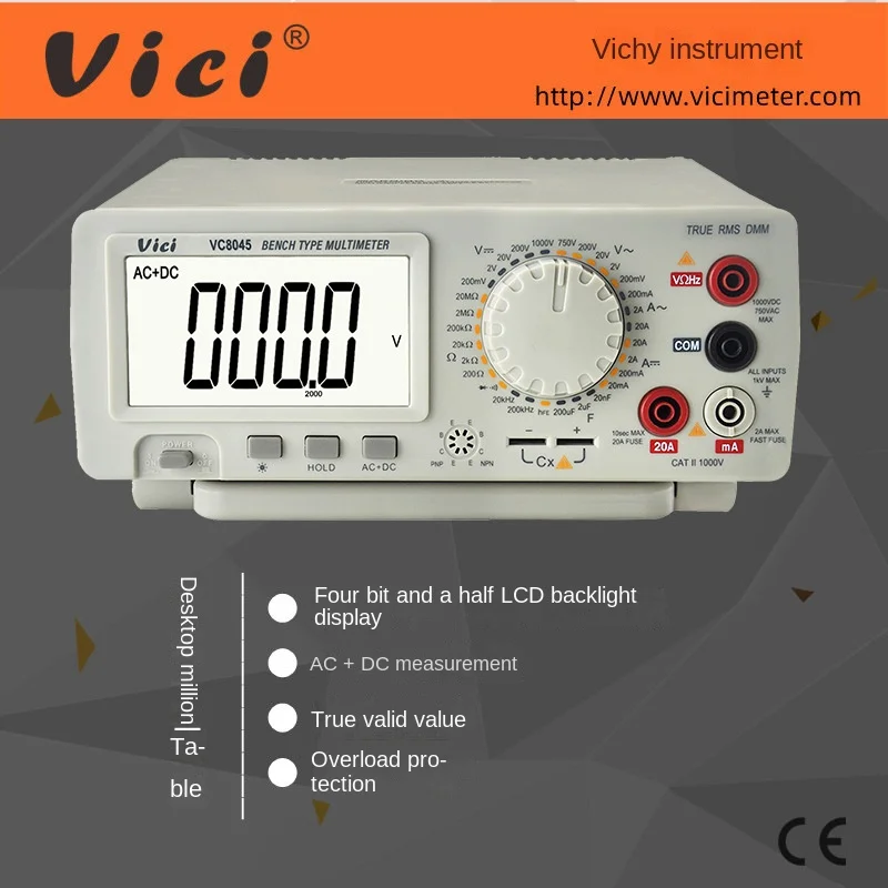 HIgh precison Digital Multimeter Bench Top 4 1/2 True RMS DCV/ACV/DCA/ACA  precision desktop multimeter Vici VC8045