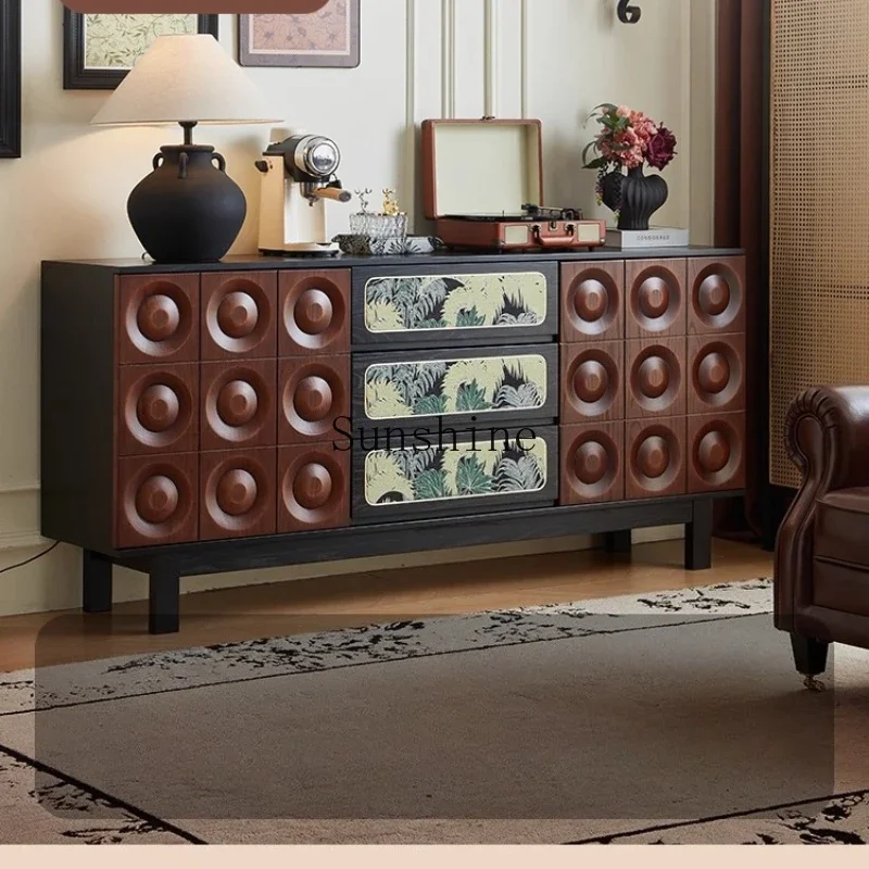 American rural solid wood antique style dining side storage living room painted wall lockerX