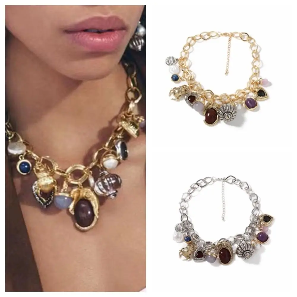 

Punk Personality Multi Pendant Chain Necklace Retro Fashion Collarbone Chain Trend Literature Suit Accessories Girl