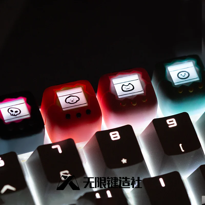 Tema Seri Hewan Peliharaan Elektronik Keycap Transparan Resin Keyboard Mekanis Aksesori Keyboard Game PC Keycap Kustom ESC Hadiah
