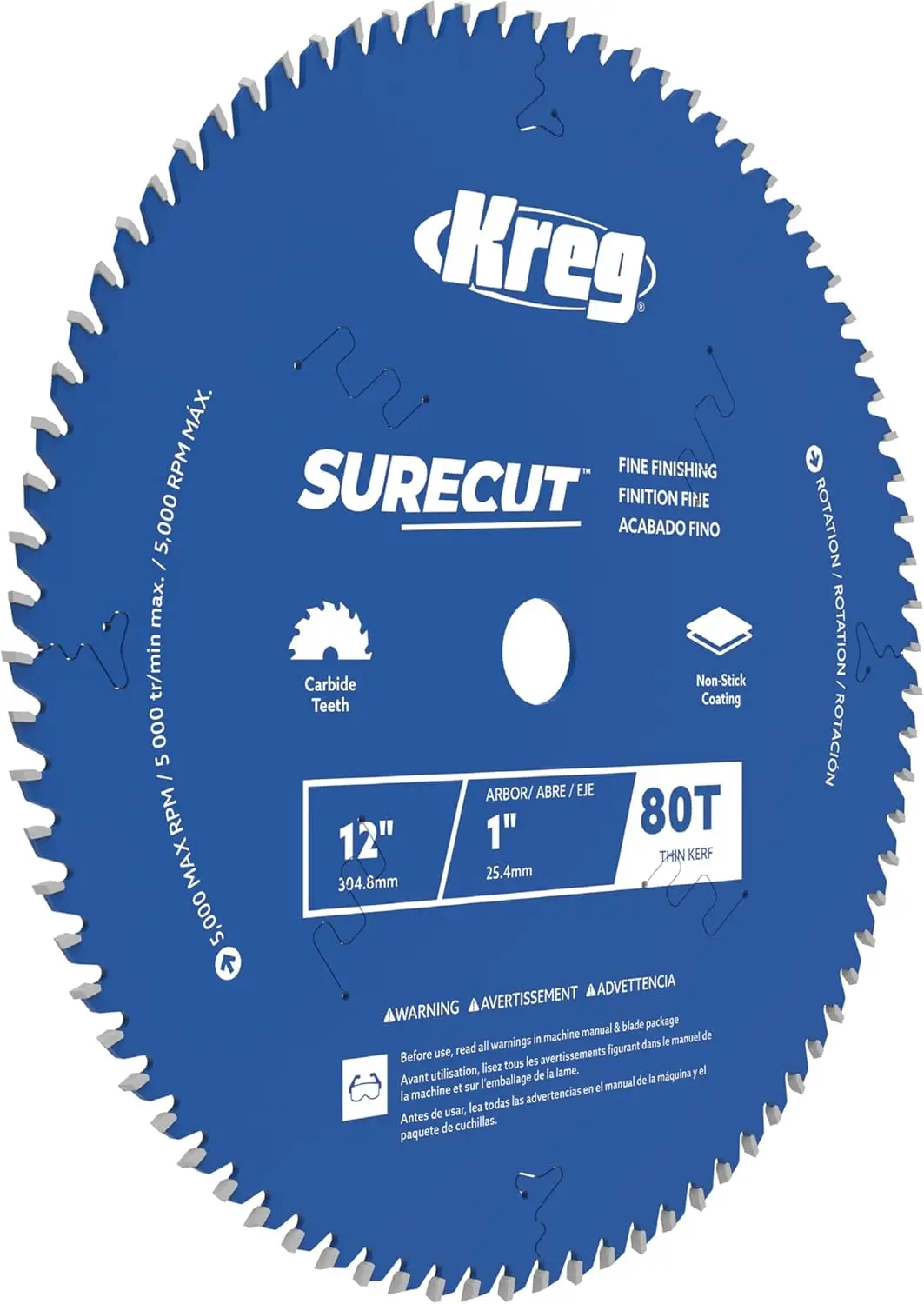 

12-Inch 80-Tooth Fine Finishing Saw Blade for Miter and Table Saws - Smooth, Quiet Woodworking
