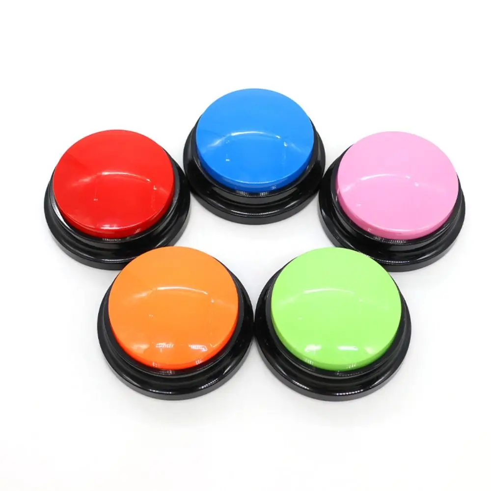 Creative Recordable Voice Recording Button Interactive Round Dog Training Buttons Light Paw Pattern Pet Talking Button Cat Puppy