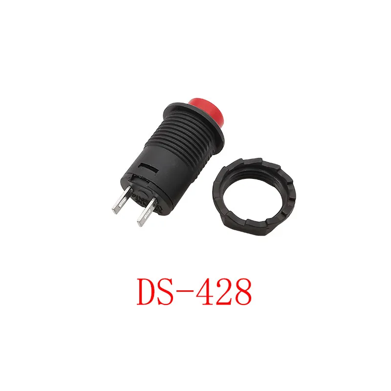 2Pcs Self-locking Plastic Push Button Switch DS-428 1.5A/250V AC / PBS-11A 3A 250V AC 12mm 2 Pin OFF-ON Pushbutton Switches