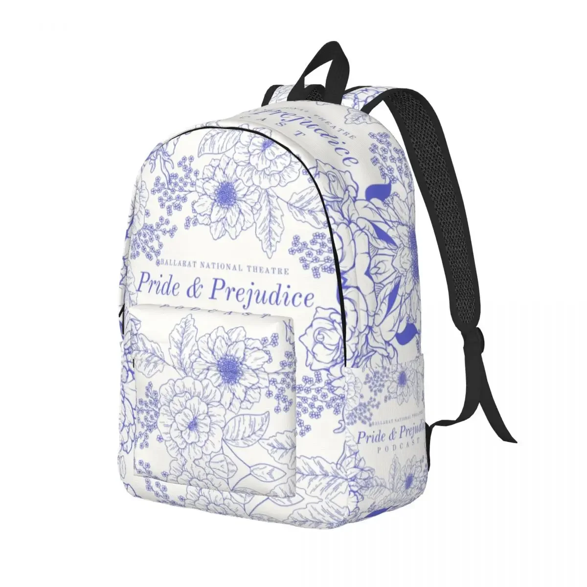 Customized Pride And Prejudice Florals Quote Canvas Backpack Men Women Casual Bookbag for School College Jane Austen Bags