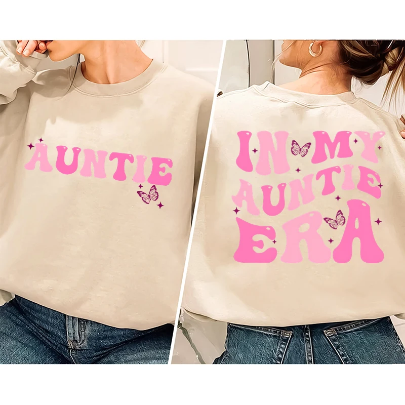 In Mijn Tante Tijdperk Print Sweatshirts Voor Dames Met Lange Mouwen Ronde Hals Grappige Tante Pullovers Grafische Tops Oversized Sweatshirt