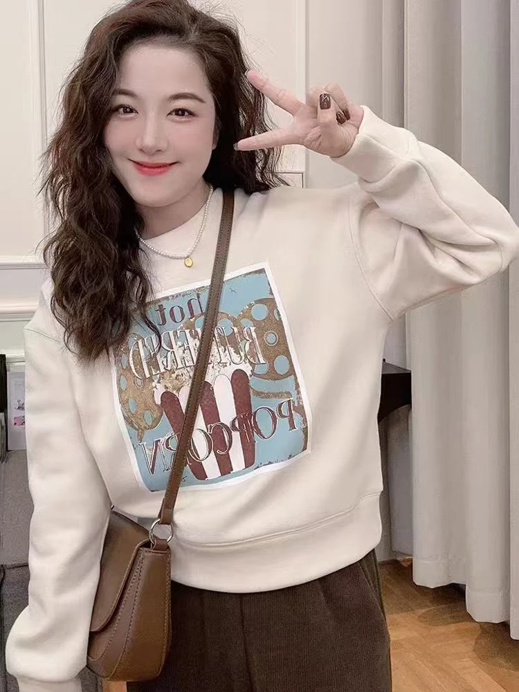 

Spring Autumn Winter Short Sleeveless Hoodie Women's round Neck Long Sleeve Letter Print Casual Comfortable Loose Fit Sweatshirt