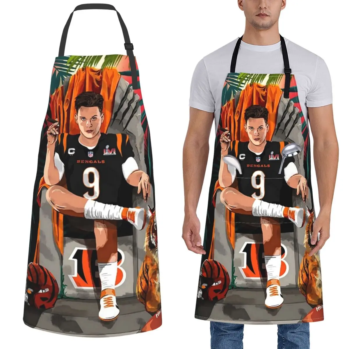 مآزر جو برو بنغالز للطهاة والخبز والخبز بدون أكمام مريلة تنظيف المطبخ بينافور للنساء والرجال والبستنة