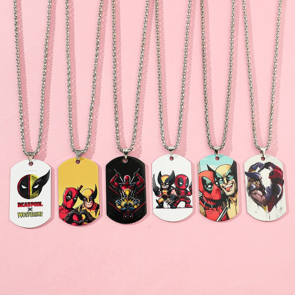 Disney Movie Superhero Deadpool Wolverine Necklace Unisex Punk Cosplay Pendant Choker Jewelry Accessories Gifts Halloween