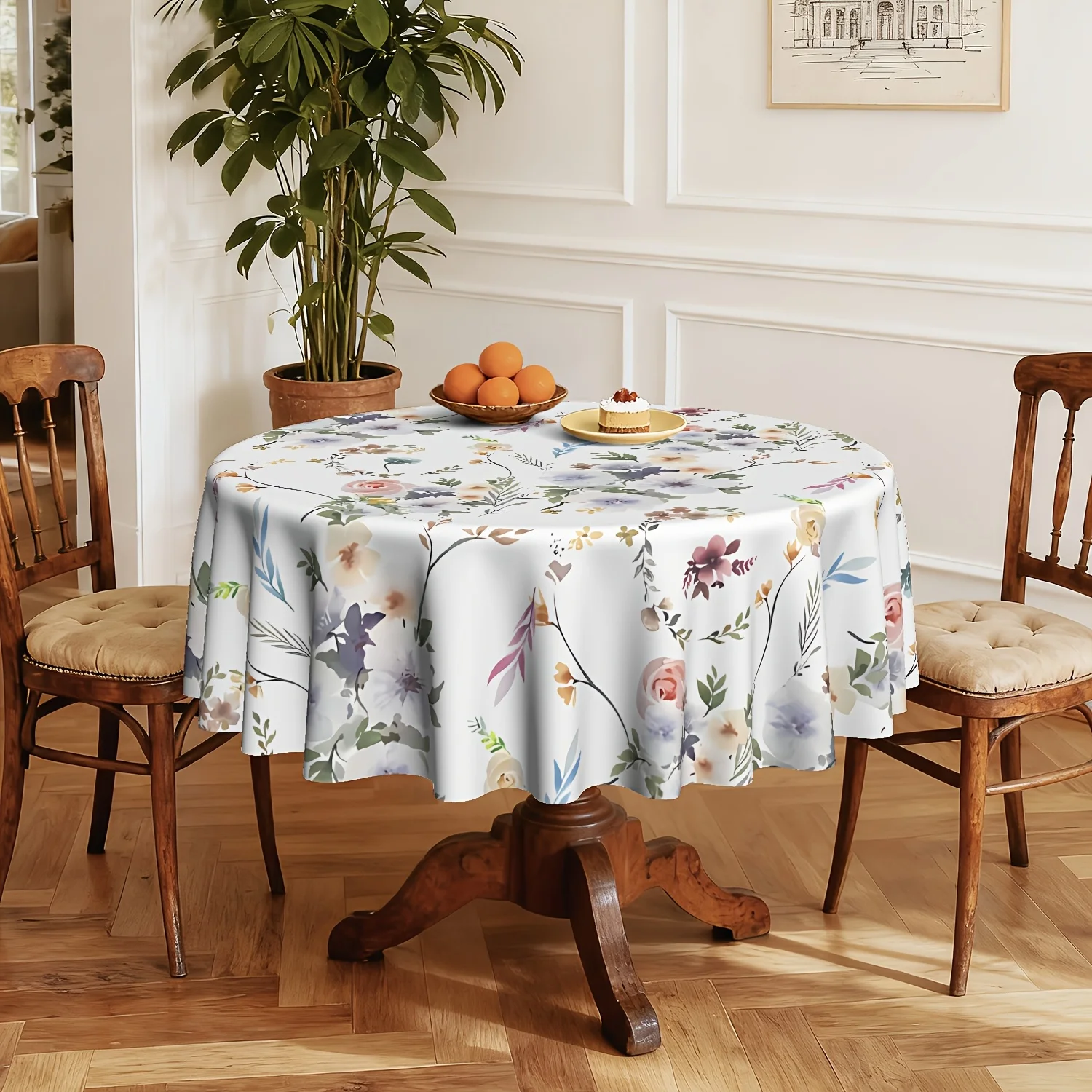 This circular tablecloth measures 59X59 inches or 150X150 centimeters.zyc