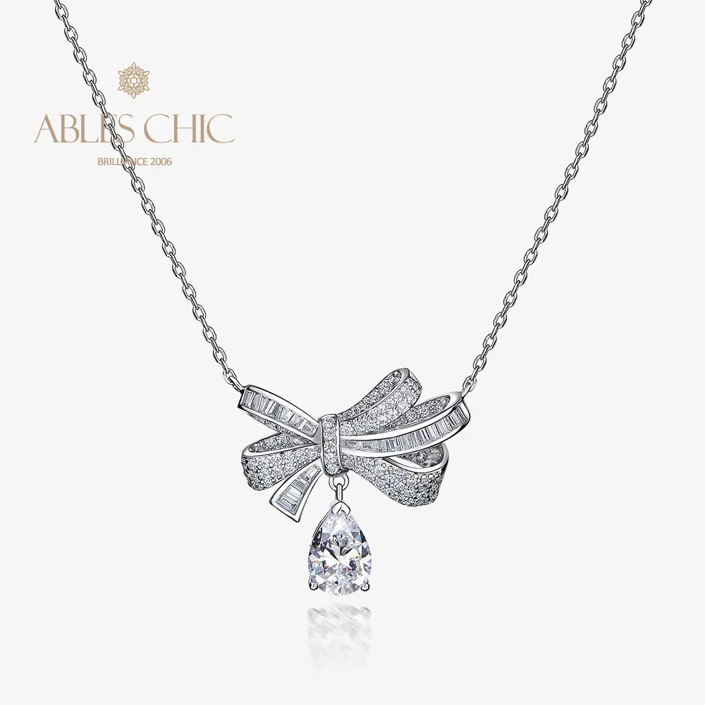 

Ables Chic Solid 925 Silver Simulated Diamond Paved Bowtie Pendant White Tourmaline Gemstone Butterfly Necklaces S2R1S2B0487