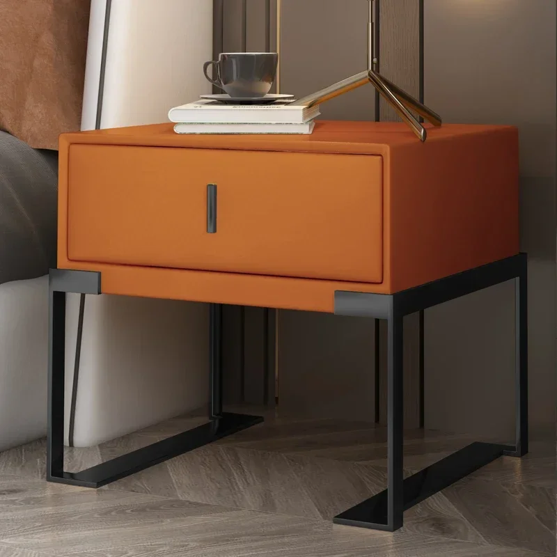 

Nordic Style Leather 1 Drawers Bedside Table Home Bedroom Nightstand Side Storage Cabinet Hotel Modern End Table