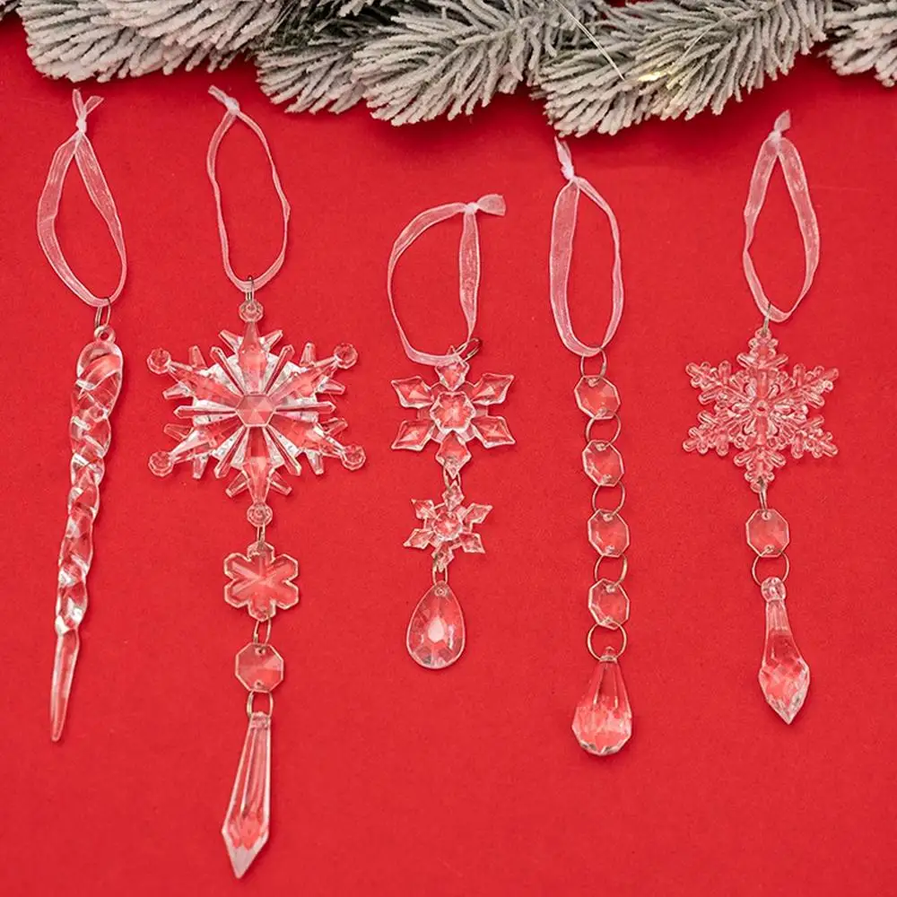 18 stücke Weihnachten Baum Dekoration Kristall Ornamente Hängen Acryl Schneeflocke Tropfen Ornamente für Weihnachten Baum Winter Neue Jahr Pa
