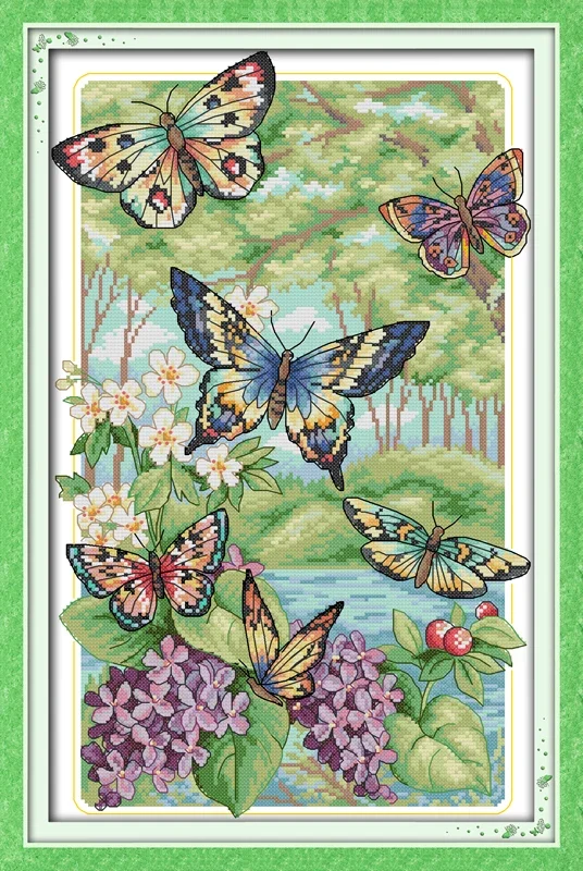 

Joy Sunday Animal Style Butterflies Fly In The Forest 16CT 14CT 1CT Printed Cross Stitch For House Decoration Painting Gifts