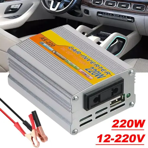 Inversor Solar portátil montado en coche, conversión de CC de 12V a CA de 220V, transformador de voltaje USB, inversor de corriente de 220W para RV/camión