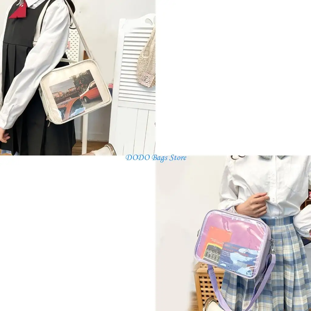 

Crossbody Bag Shoulder Purse Clear Zippered Pin Display Bag