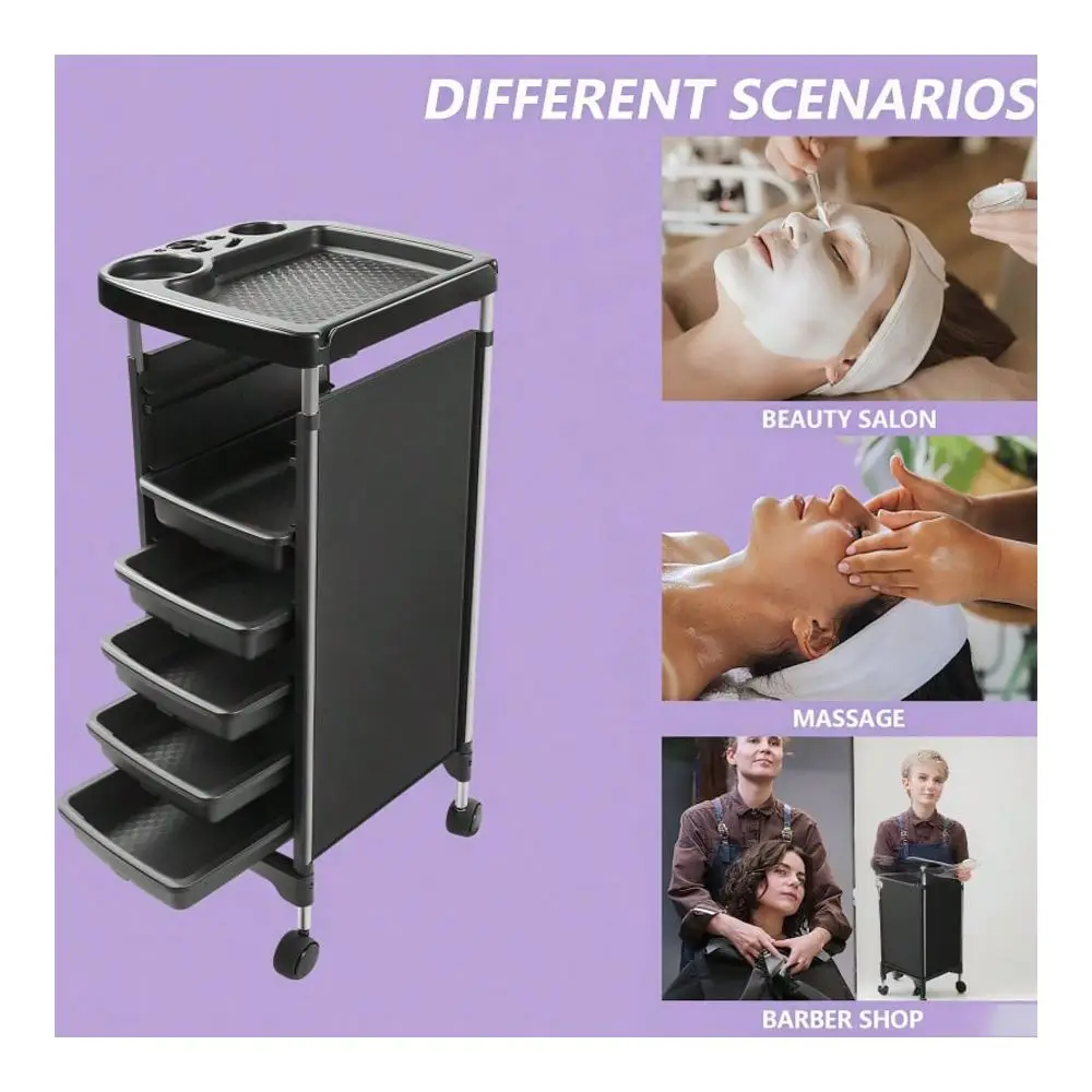 

Salon Storage Tool Cart, 6Layer Salon Cart With Wheels, Space Saving Barber Station Trolley, Rolling Carts For Hair Stylist Bar