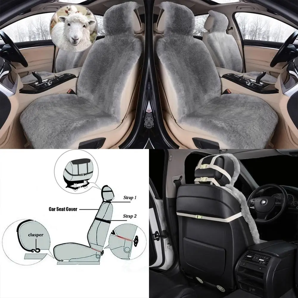 

Real Genuine Sheepskin Seat Covers for Cars SUV Trucks Van RV Front Seats Sheepskin Car Seat Covers Sheepskin Automotive Seat Co