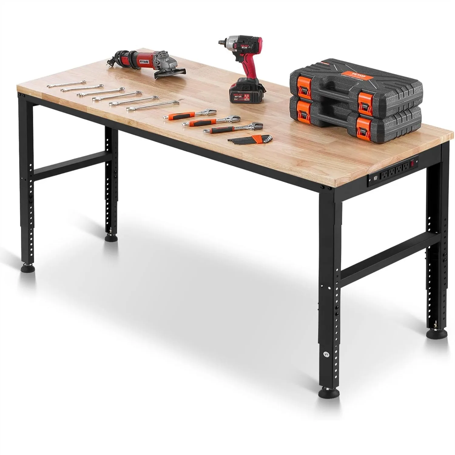 Adjustable Workbench 2000 lbs Capacity Heavy Duty Work Bench with Power Outlets for Garage Workshop