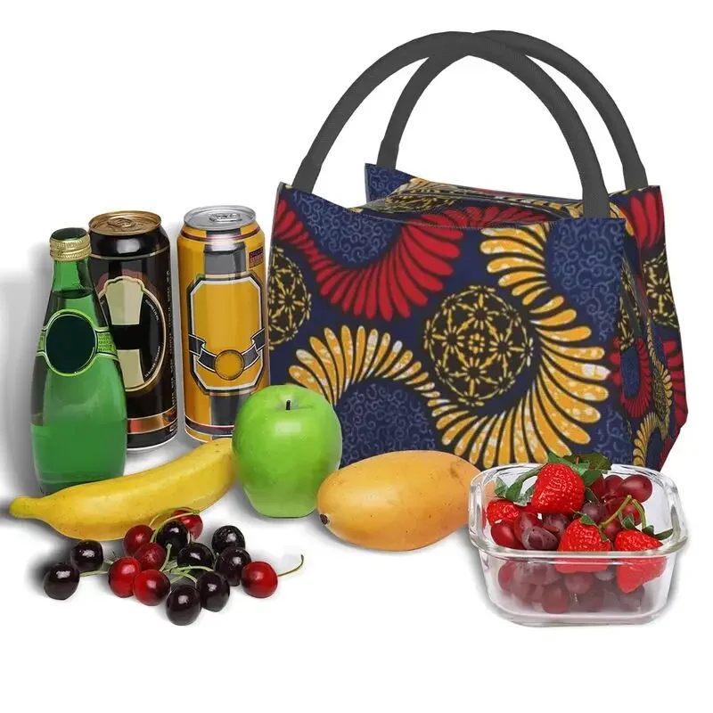 Ankara-Lunchboxen mit afrikanischem Muster für Damen, traditionelle afrikanische ethnische Kunst, isolierte Lunchtasche, Krankenhaus, Büro, Picknick-Behälter