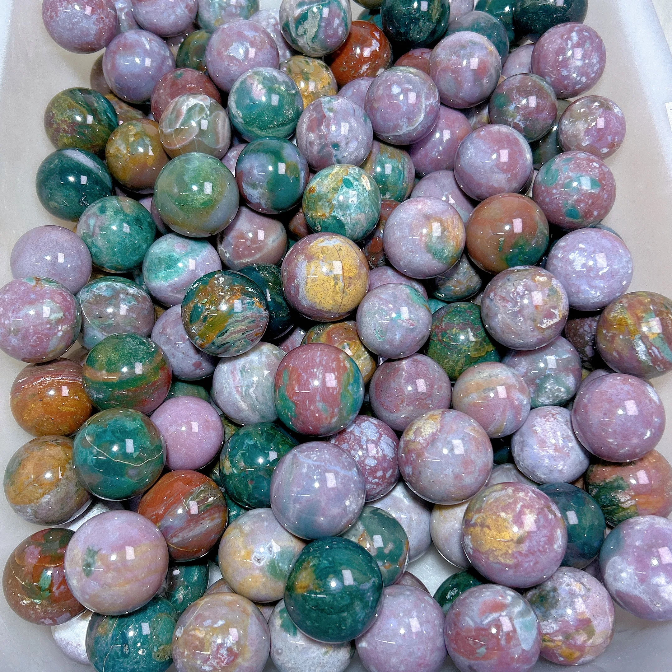 

High Quality Natural Crystals Ocean Jasper Sphere polished Ball Colorful Gemstone Healing mediation Home Decorations Gift