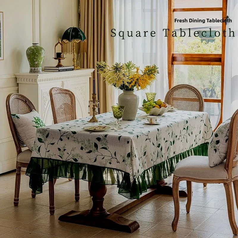 

High Aesthetic Value Rectangular Tablecloth Luxury Polyester Linen Blend Festive Aosphere Tea Table Mat Internet Celebri