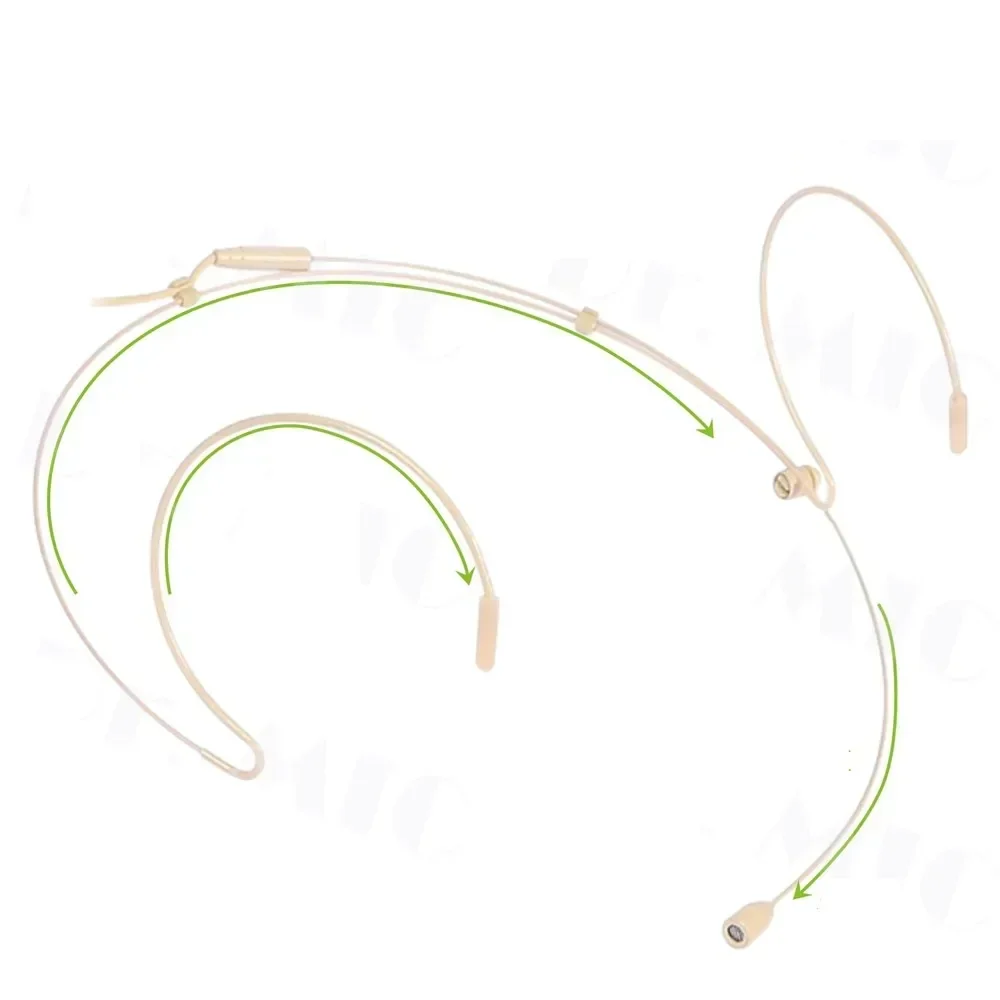 POTEAX Double Earhook Headset Mic Headworn Microphone Comfortable To Wear For Sennheiser Wireless Beige Microfoon