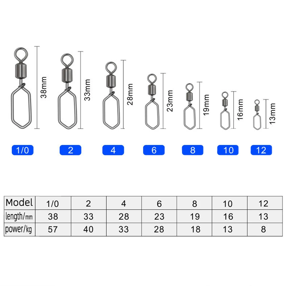 DNDYUJU 30Pcs Fishing Hook Snap Pin Stainless Steel Fishing Rolling Swivel Snap For Fish hook Lure Carp Fishing Accessory