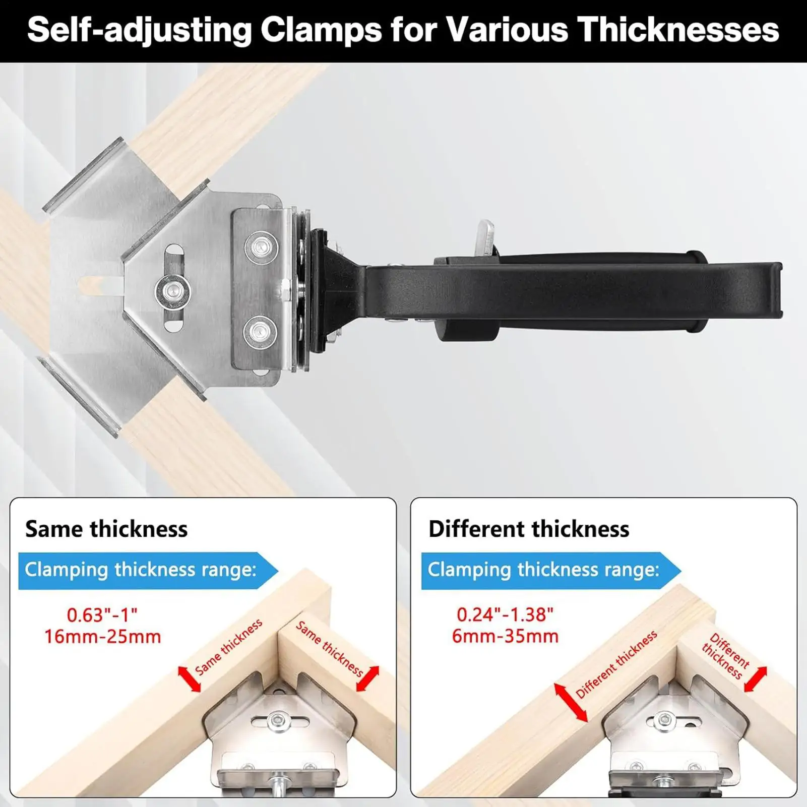 Braçadeira de canto de 90 graus ajustável, ferramenta de bloqueio de liberação rápida, braçadeiras de canto ajustáveis para carpintaria, estrutura de carpintaria