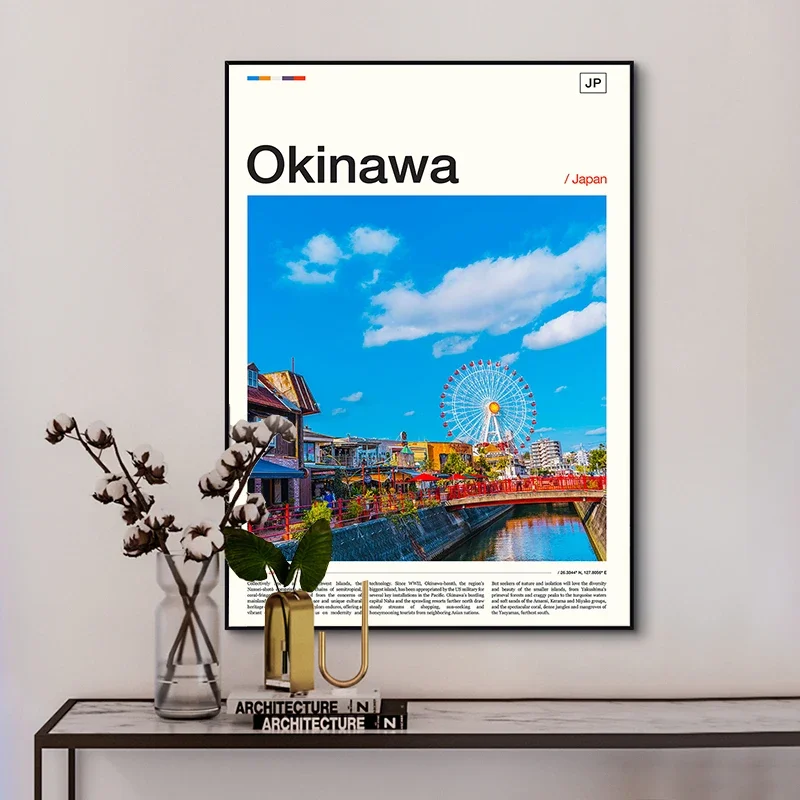 Kobe Kyoto Mt Fuji Nara Okinawa Osaka Tokyo Japan Travel Poster Canvas Painting Wall Art Picture for Room Home Office Decoration