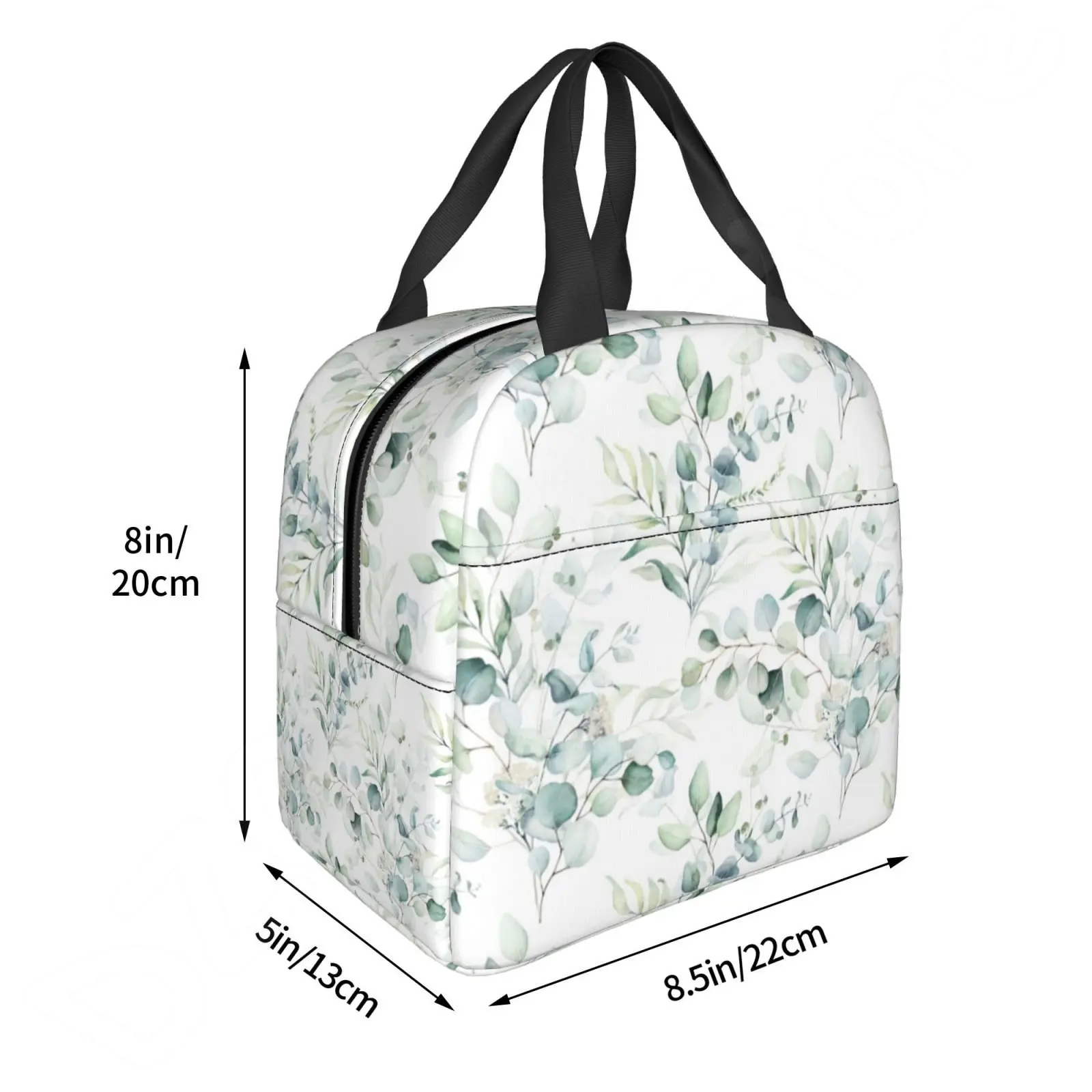 Spring Leaf Floral Sage Thermal Lunch Bag Insulated Lunch Box for Women Meal Bento Tote Bag for Work Picnic Food Bag Cooler Bag