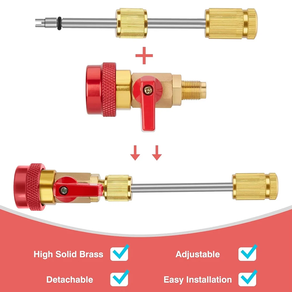 R134A Valve Core Quick Remover Installer High / Low Pressure Valve Core Remover Tool for Refrigerant Air Conditioner