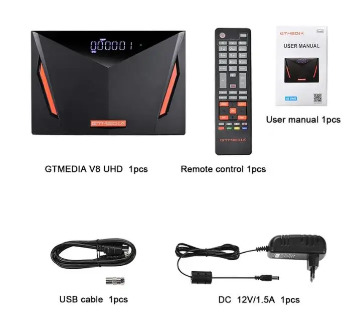 GTMEDIA V8 UHD TV decodificador 4K TV decodificador receptor satelital DVB-S2/S2X DVB-T2 DVB-C BISS + tecla PowerVu con actualización WIFI 2,4G