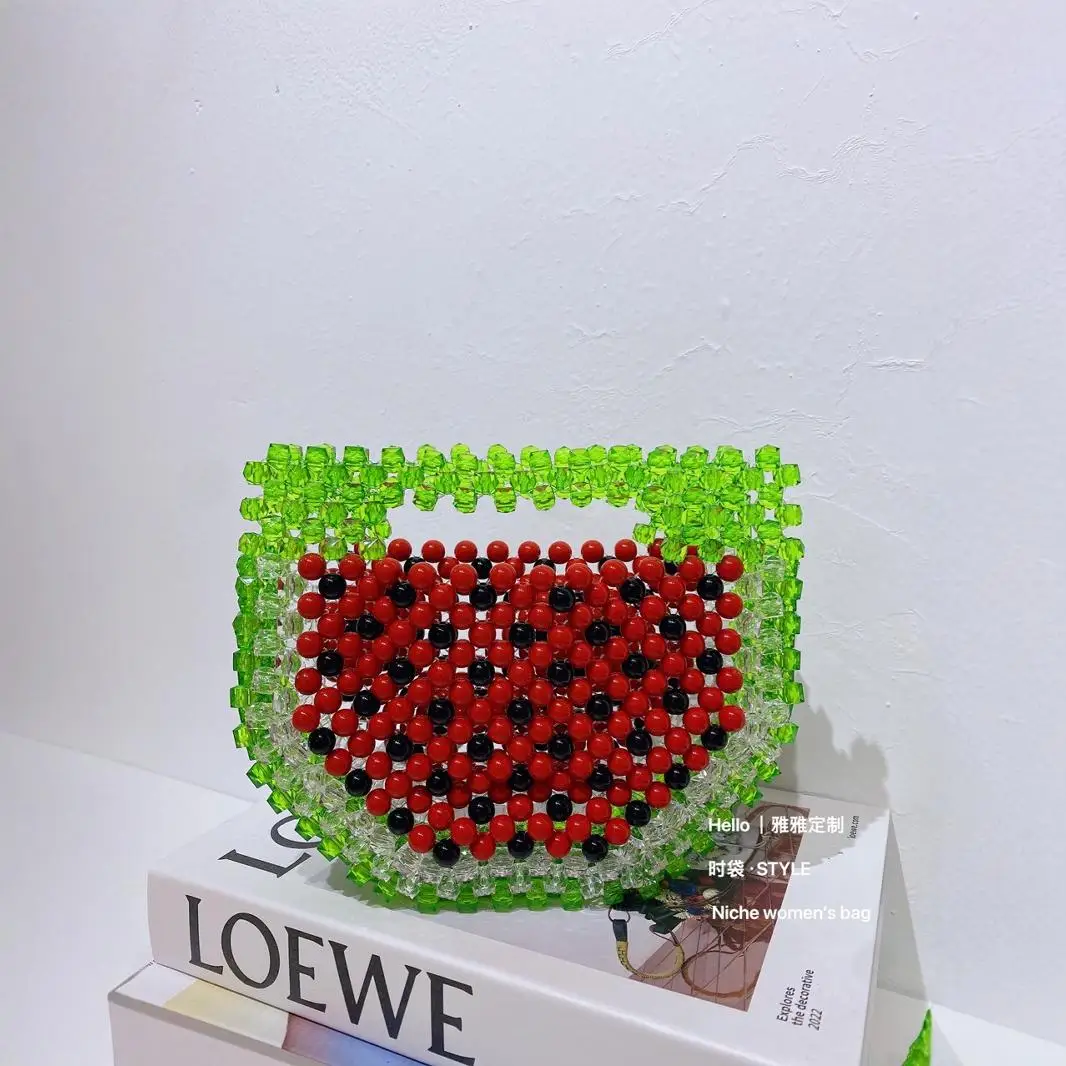 

Ins New Beaded Bag Watermelon Pattern Personalized Women's Bags Handheld One Shoulder Handmade Weaving Banquet Handbag 2026