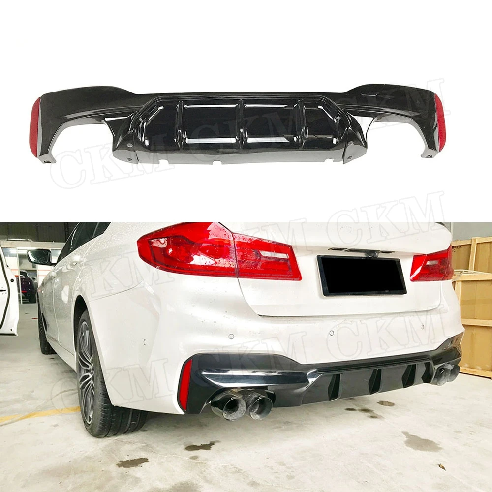 

Carbon Fiber Look Car Rear Bumper Lip Spoiler Diffuser for BMW 5 Series G38 M Tech Sport 2017-2021 ABS Gloss Black