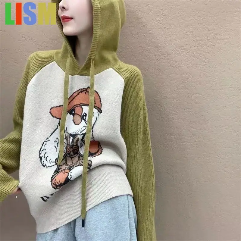 

LISM women's winter clothes y2k hoodies sweatshirt 2025 Printed Sweater Casual Hooded Loose Versatile Korean Sweater for Women