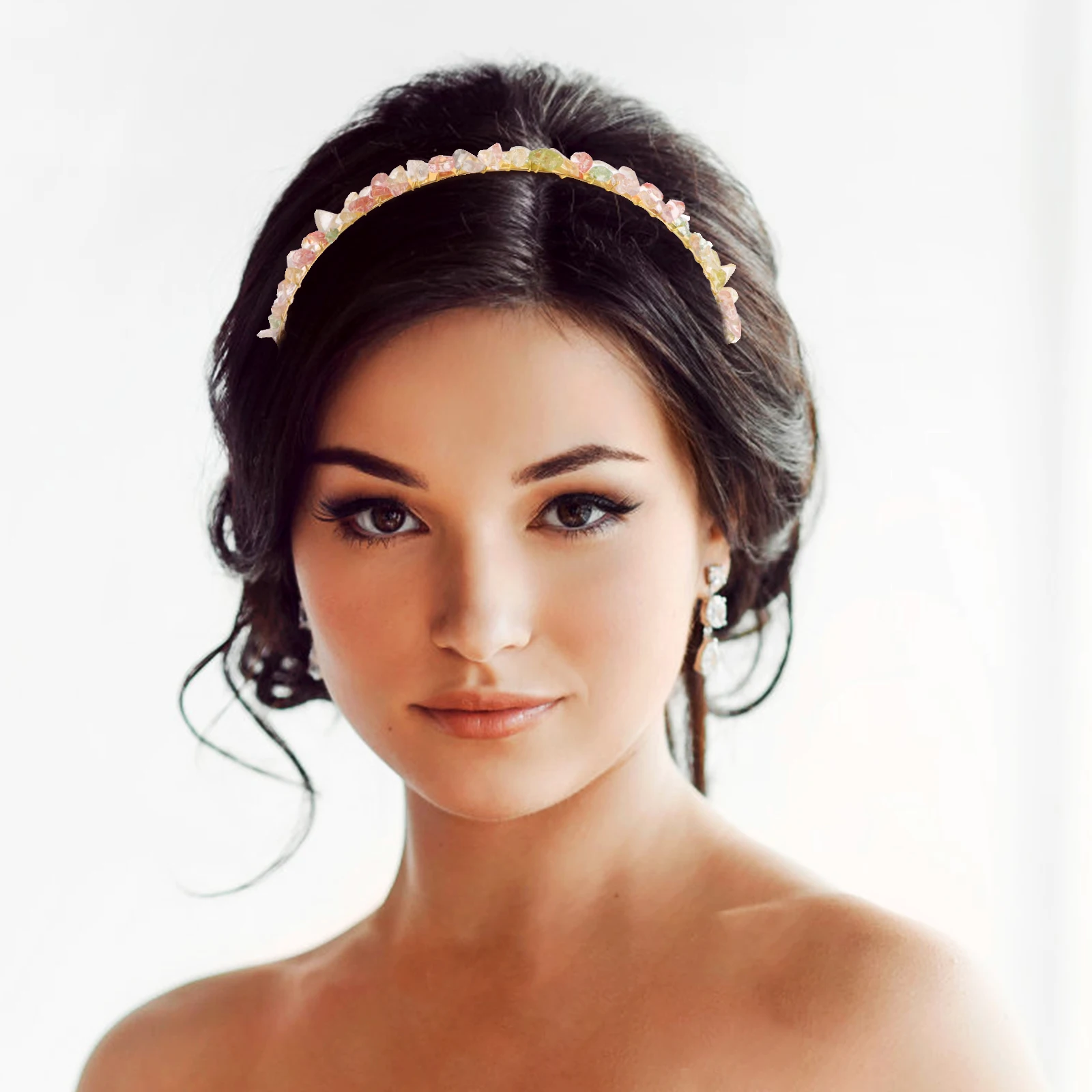 

Crystal Headband Bridal Wedding Hair Accessory Bridesmaid Gift Rhinestone Pins Decorative European Seven Colors Double Row