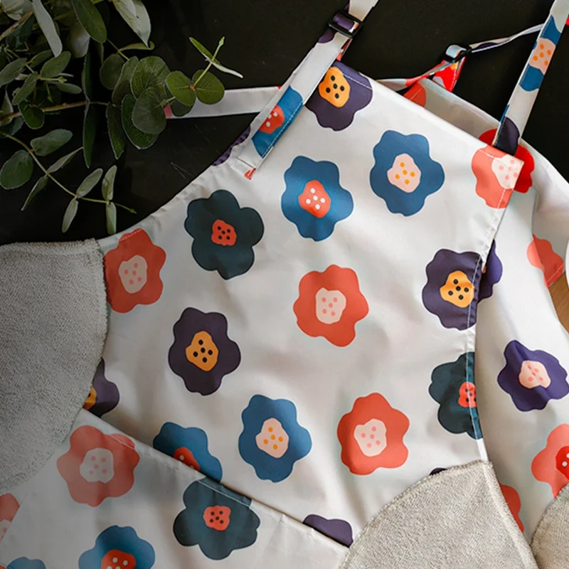 مريلة مطبخ نسائية مقاومة للماء مع جيوب للطهي، أشرطة قابلة للتعديل مطبوعة، تعمل بينافور لتنظيف بار البستنة #2