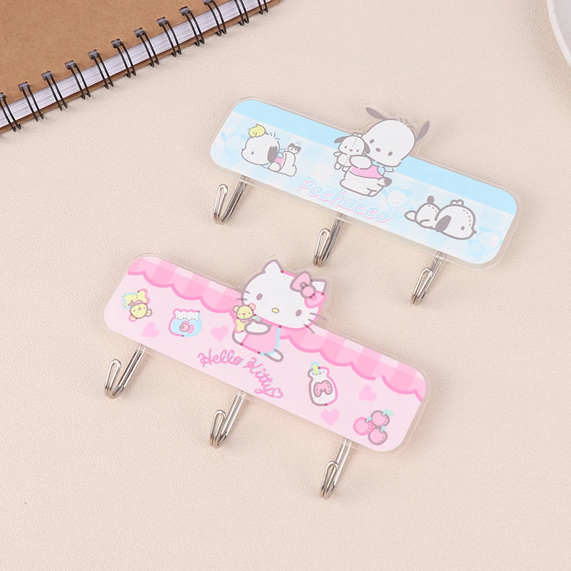 Kawaii Anime Hello Kitty Cinnamoroll Kuromi PompomPurin ganci Cartoon acrilico No Trace ganci bagno ganci per la casa